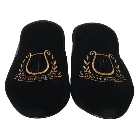 Gucci Men’s Slippers Princetown Shoes Velvet Embroidered Pas De Rumeur Sz 8 DM19 - Picture 2 of 11